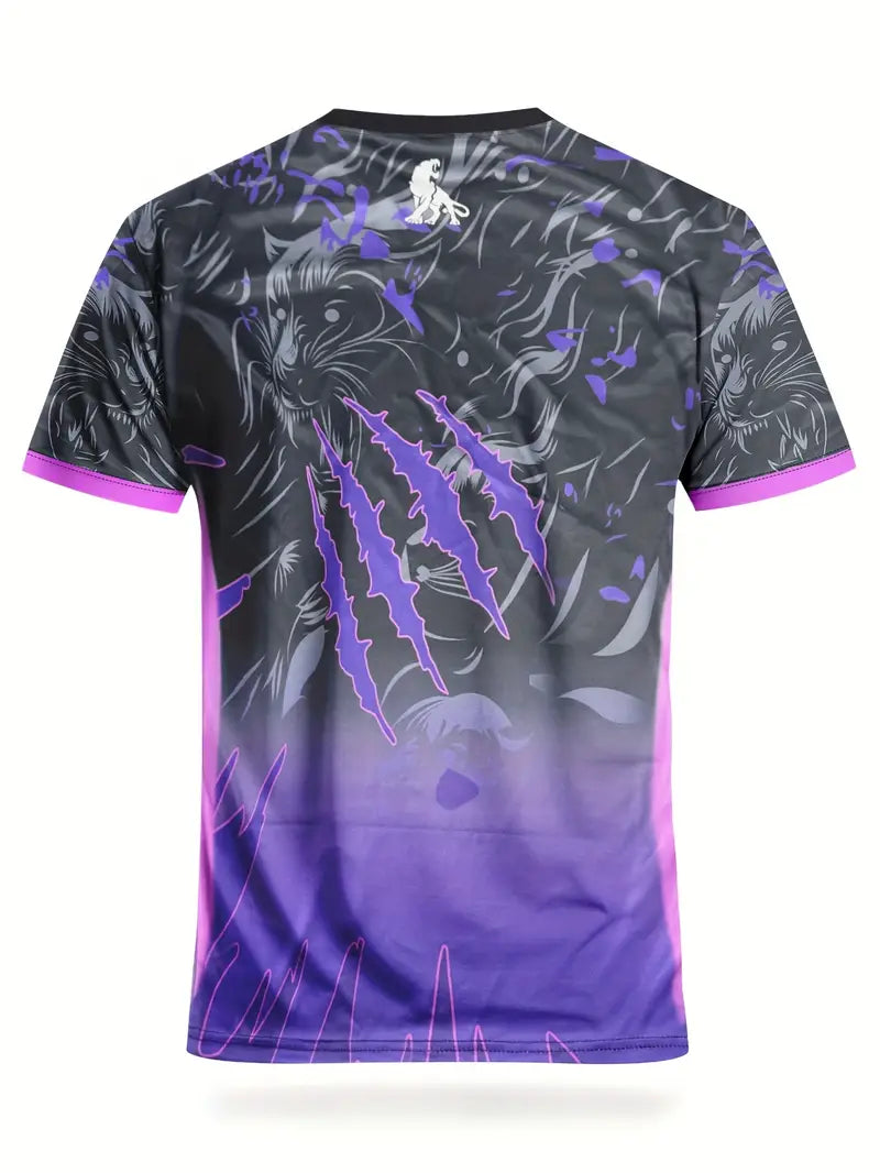 Purple Football T-Shirt with Rusting Tiger Design