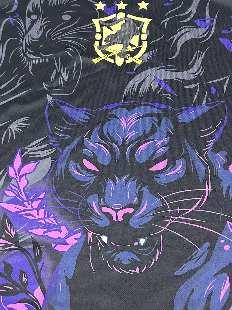 Purple Football T-Shirt with Rusting Tiger Design