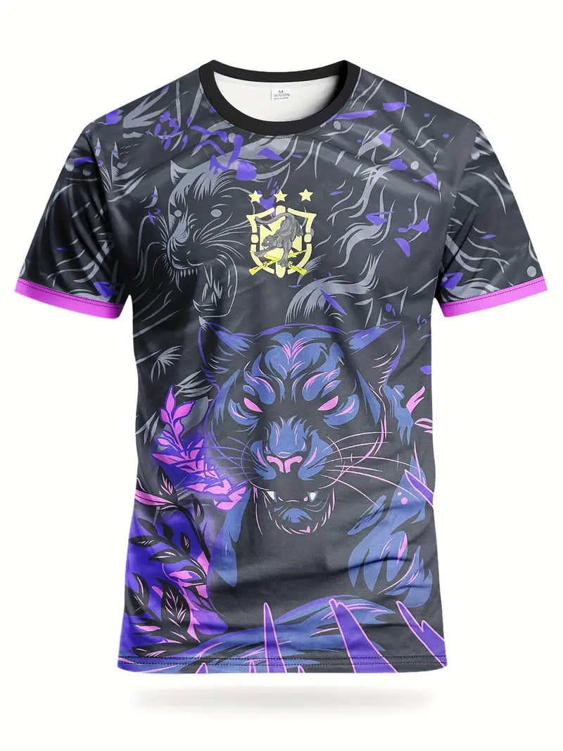 Purple Football T-Shirt with Rusting Tiger Design